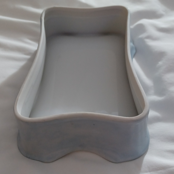 Vintage Handpainted Porcelain Trinket Vanity Box With Lid Flowers Country Scene - Picture 6 of 11